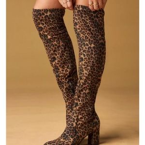 MARC FISHER NWT - Faux suede leopard print over the knee boots size 7.5